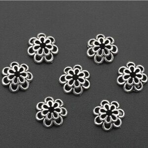 Bead Caps, Double Layer Hollow Bead Caps, Alloy Spacer 7mm Flower Shape 7mm
